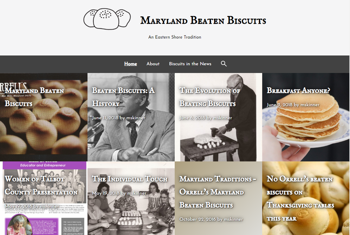 A screenshot of the new front page layout of MDBeatenBiscuits.com